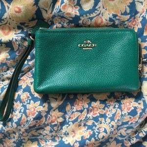 Coach wristlet double zip wallet